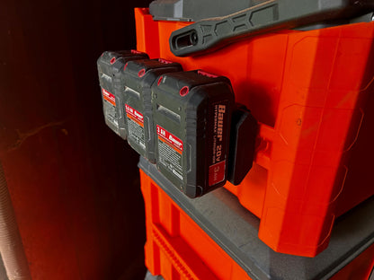 Klein MODbox Battery Mount: Holds 3 Batteries for Milwaukee, Dewalt, Makita, Rigid & More