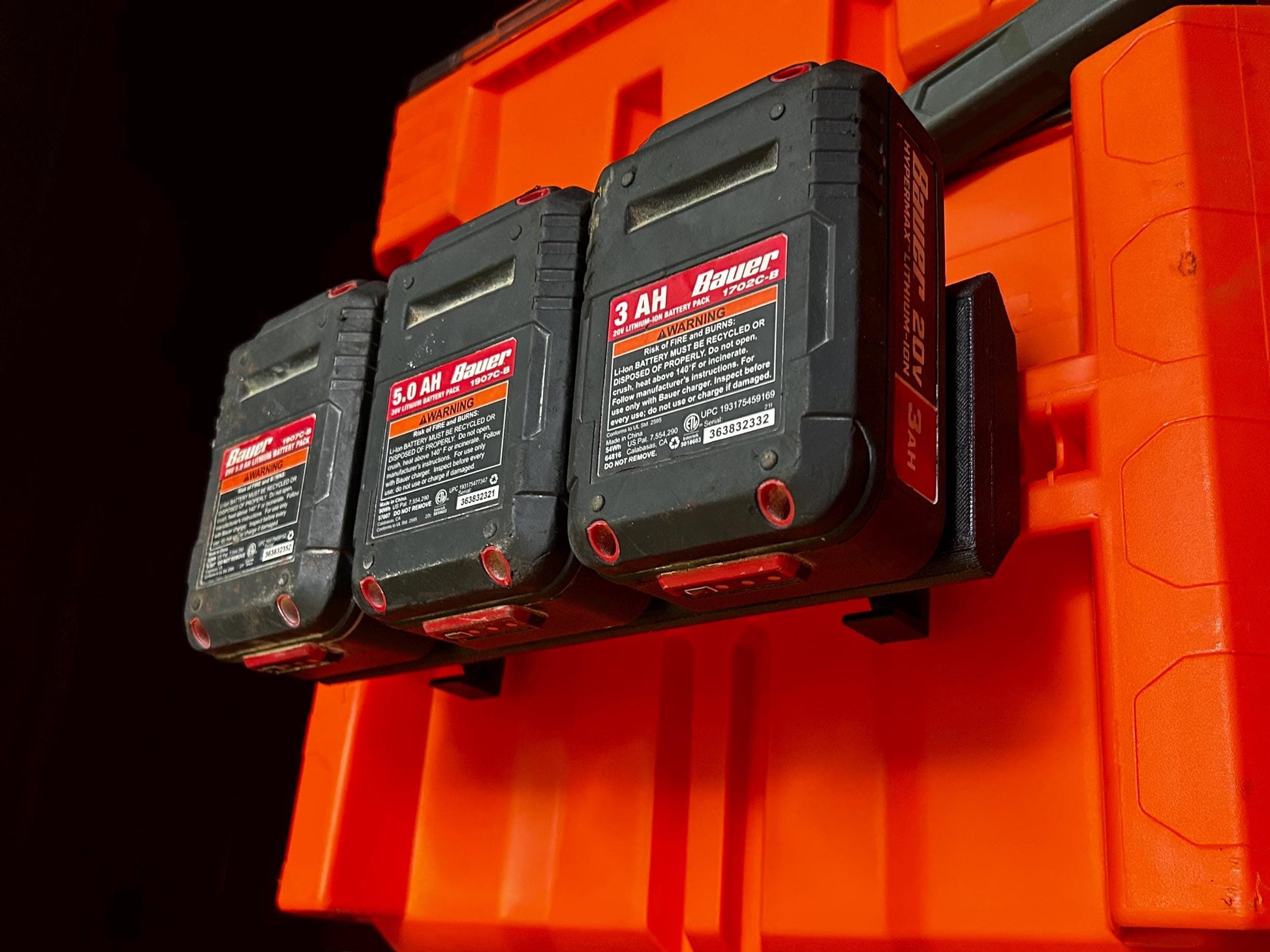 Klein MODbox Battery Mount: Holds 3 Batteries for Milwaukee, Dewalt, Makita, Rigid & More