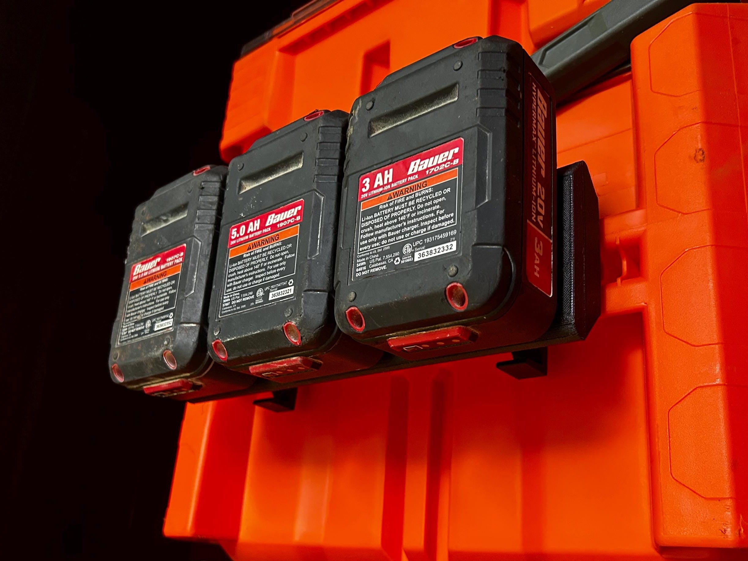 Klein MODbox Battery Mount: Holds 3 Batteries for Milwaukee, Dewalt, Makita, Rigid & More