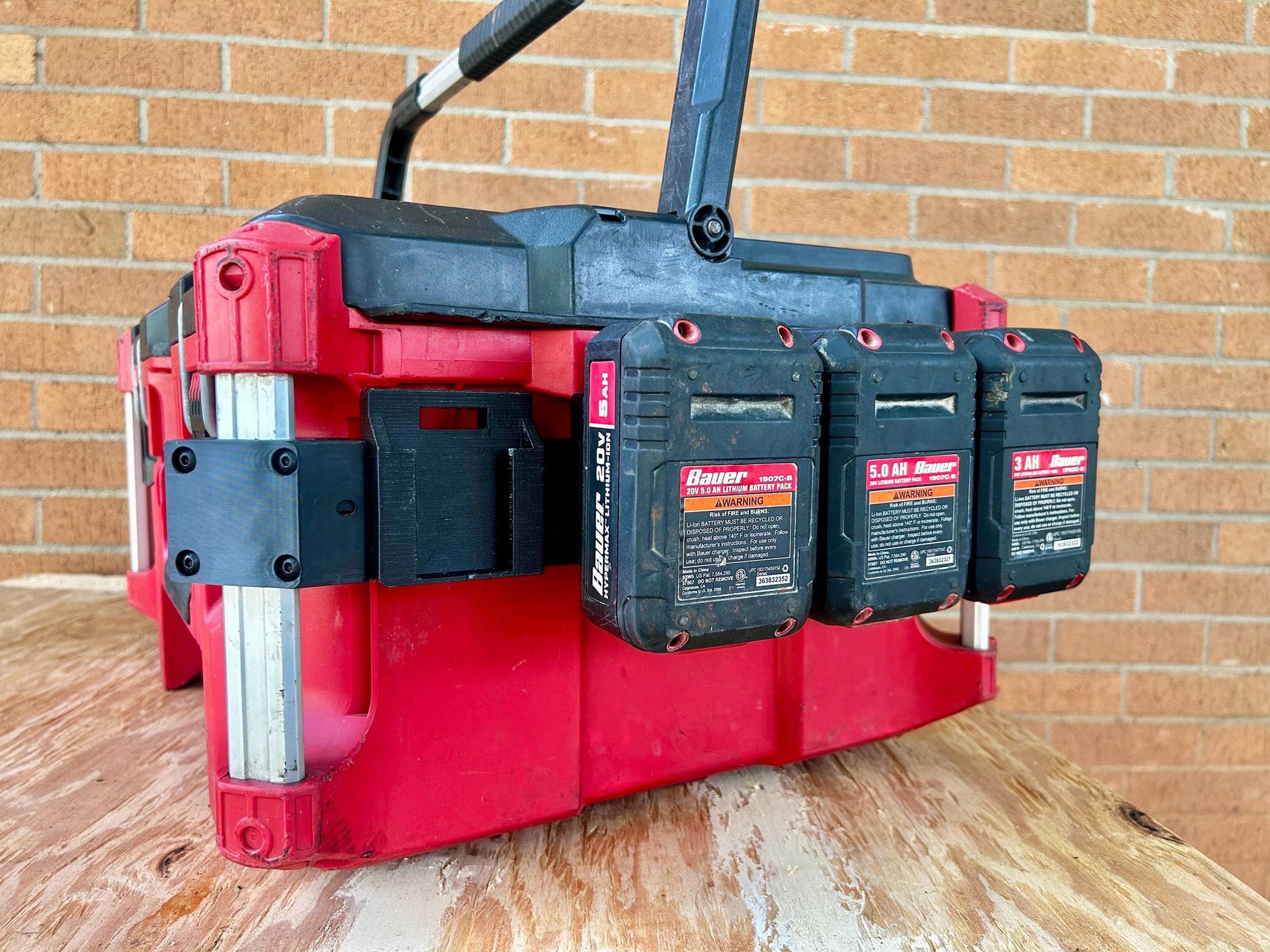 Milwaukee PACKOUT Side Mounted Battery Holder: Fits Dewalt, Ryobi, Rigid, & More Batteries
