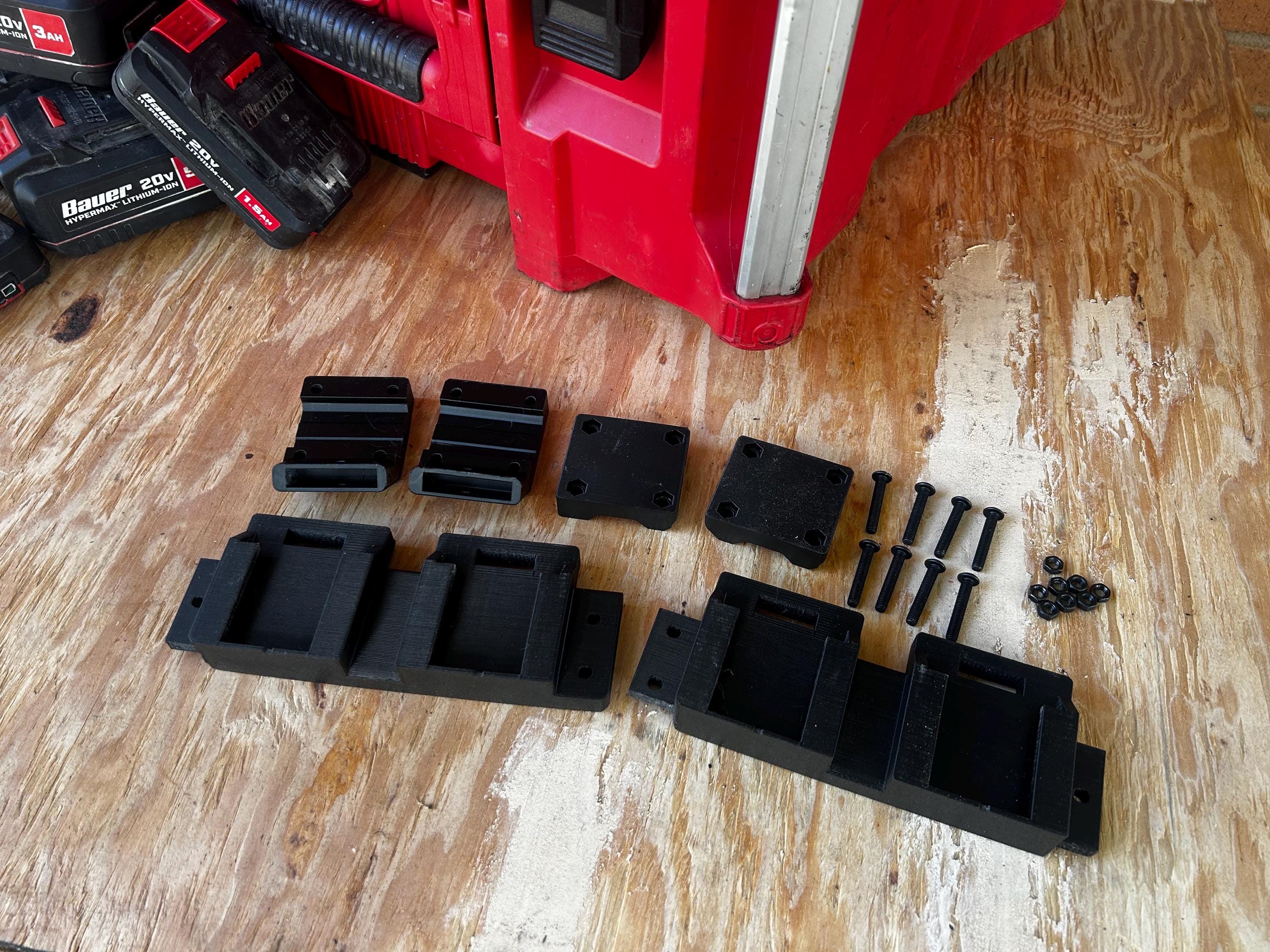 Milwaukee PACKOUT Side Mounted Battery Holder: Fits Dewalt, Ryobi, Rigid, & More Batteries