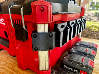 Milwaukee PACKOUT Side Mounted Battery Holder: Fits Dewalt, Ryobi, Rigid, & More Batteries