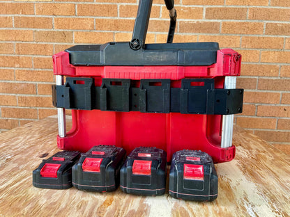 Milwaukee PACKOUT Side Mounted Battery Holder: Fits Dewalt, Ryobi, Rigid, & More Batteries