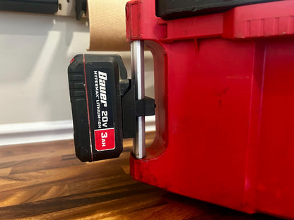 Milwaukee PACKOUT Rail Mounted Single Battery Holder: Fits Dewalt, Ryobi, Rigid, & More Batteries