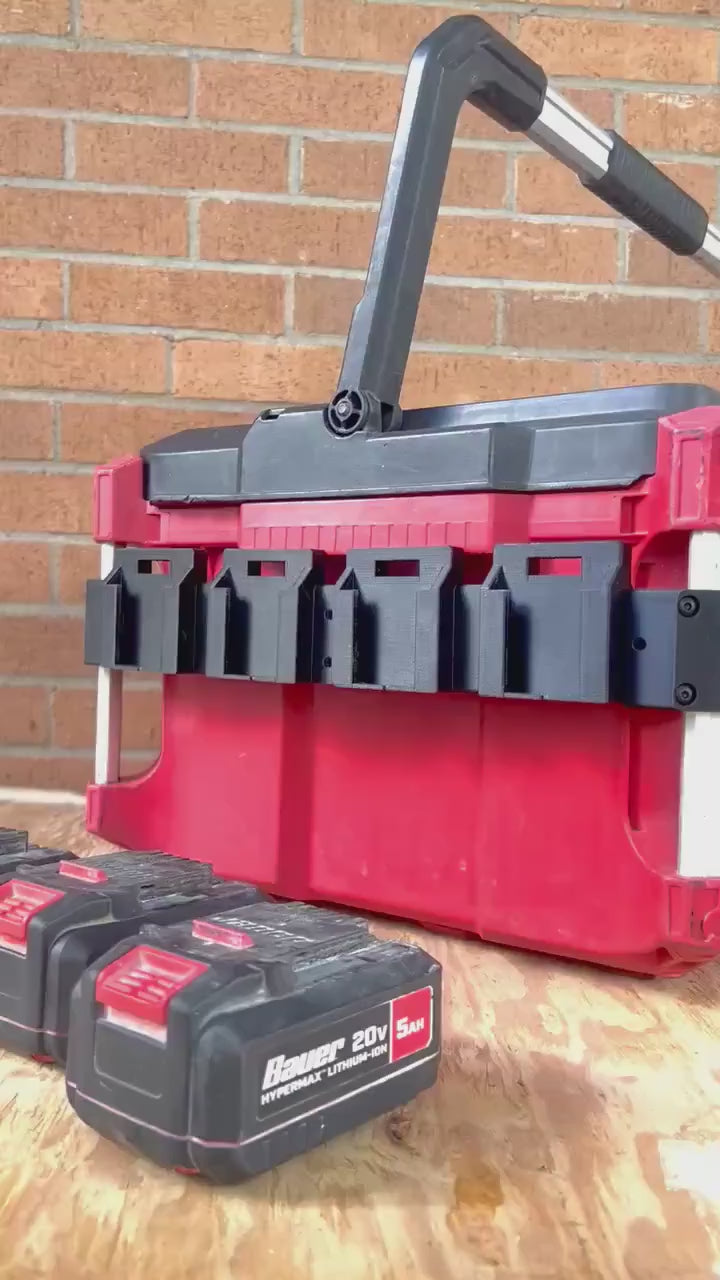 Milwaukee PACKOUT Side Mounted Battery Holder: Fits Dewalt, Ryobi, Rigid, & More Batteries